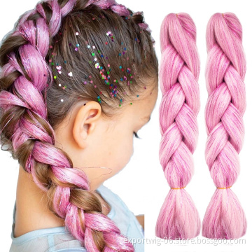 Braiding Hair For 100g 24" 60cm Synthetic Jumbo Braid Mixed Metallic Glitter Twinkle Ombre Braiding Hair With Hair Tinsel